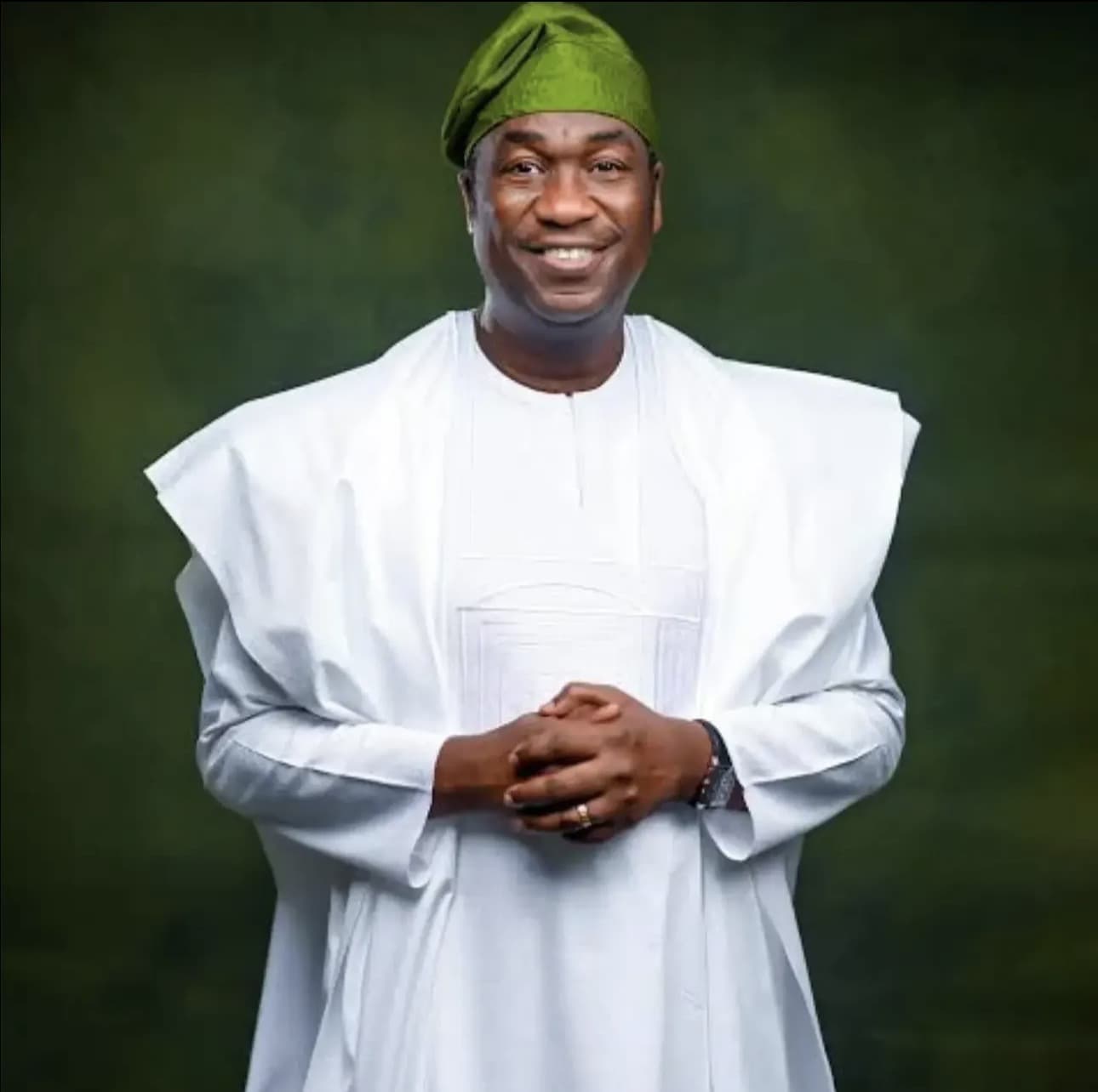 Dr. Kadri Obafemi Hamzat in white agbada — presidential portrait
